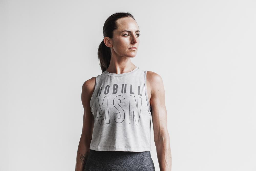 NOBULL Women's Muscle (Madison) Tank Tops - Light Heather Grey - Ireland (8267HICKY)